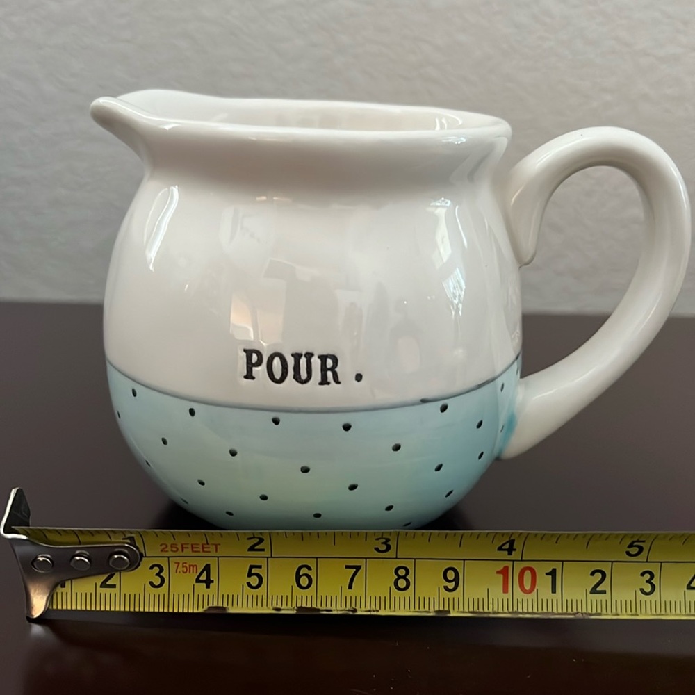 Rae Dunn smaller blue and white polka dots pitcher